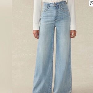 Faherty Light Blue High-Rise Wide Leg Jeans